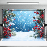 Lofaris Blau Bokeh Schnee Kirsche Kiefer Blätter Weihnachten Hintergrund